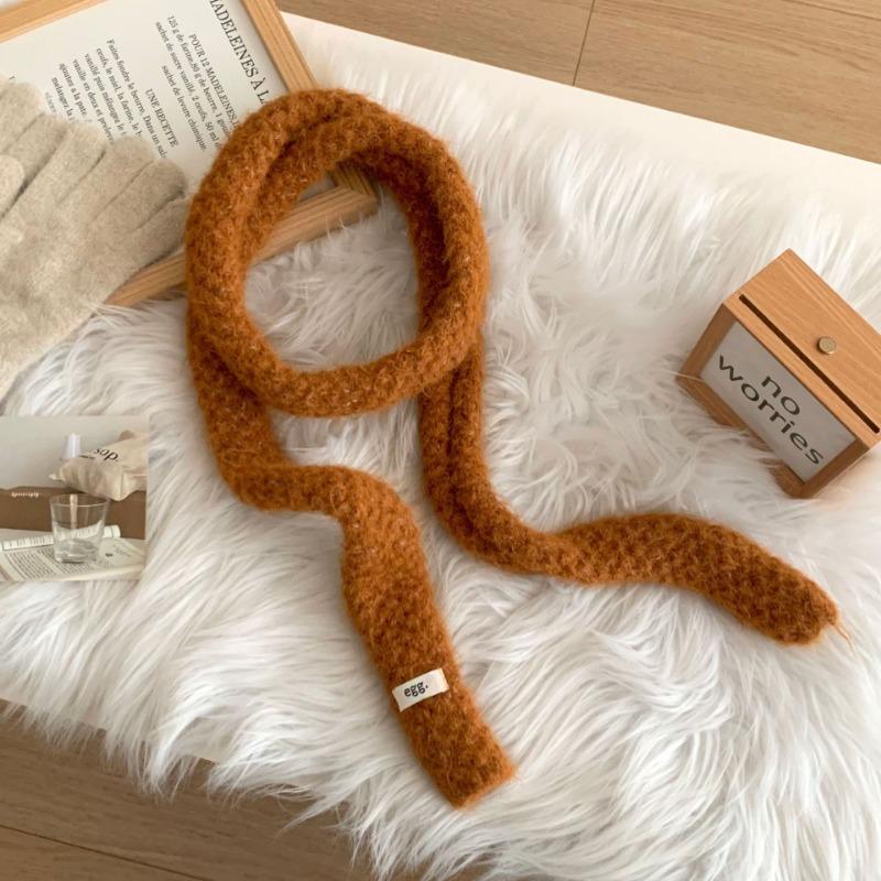 Knitted scarf atmosphere new versatile high-end neck protection scarf soft waxy thin small baguette scarf
