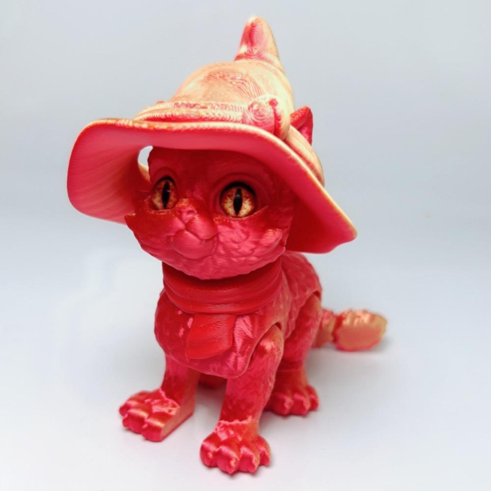 Big Eyes 3D Printed Cat Model Plastic Material Creative Sculpture Articulated Cats Doll 3D Printing Technology Realistic Design