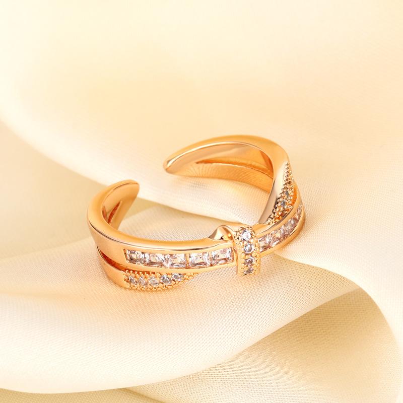 Gold plated zircon butterfly open ring ins trendy fashion personality index finger ring design ring