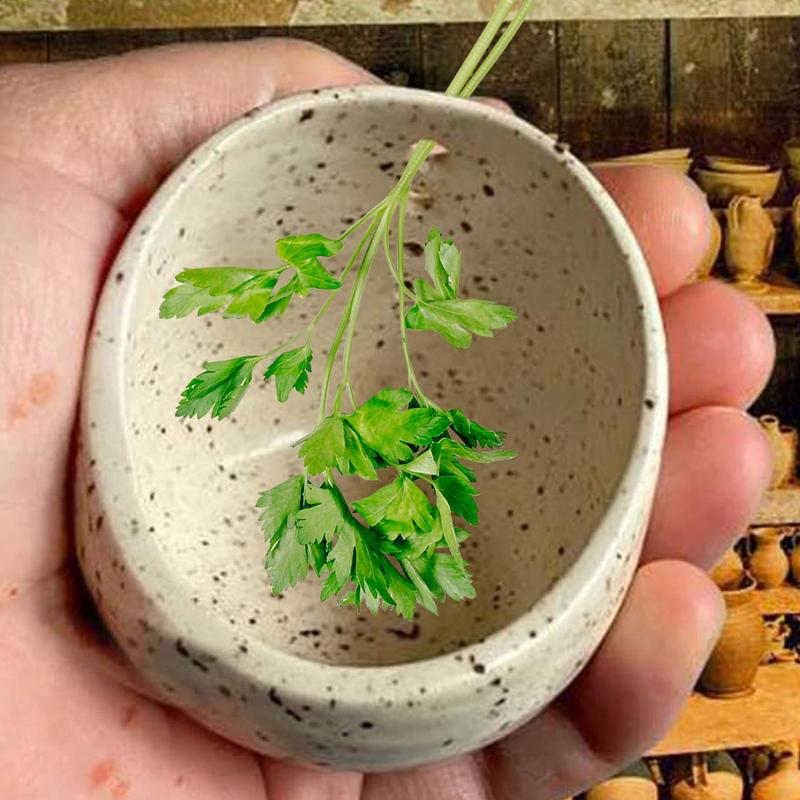 Handmade Pottery Herb Stripper Bowl 4 Holes Herb Stripper Cup Multipurpose Kitchen Gadget Different Round Hole Size for Rosemary