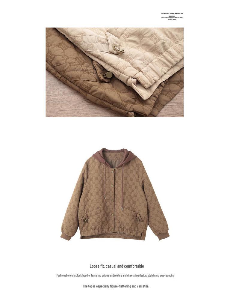 Women's Quilted Cotton Jacket: Lightweight, Autumn/Winter 2025, Plus Size, Short Coat for Middle-aged