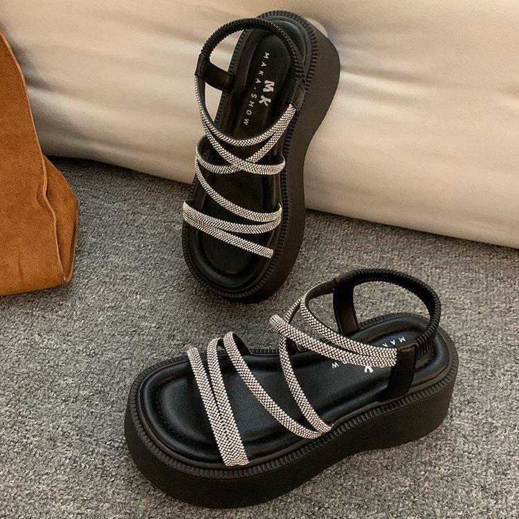 Sandals Women's 2025 New Summer Super Fire Beautiful with Skirts Versatile Not Tired Feet Heightening Thick-soled Roman Shoes