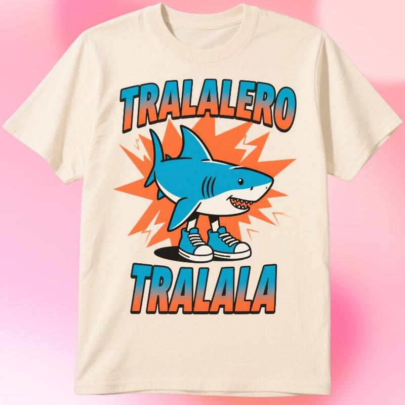 Tralalero Tralala Kids T-shirt Tungtung Sahur Brainrot Anime Tees Boy Girl Summer Short Sleeve Cotton Tops Children Clothes Gift