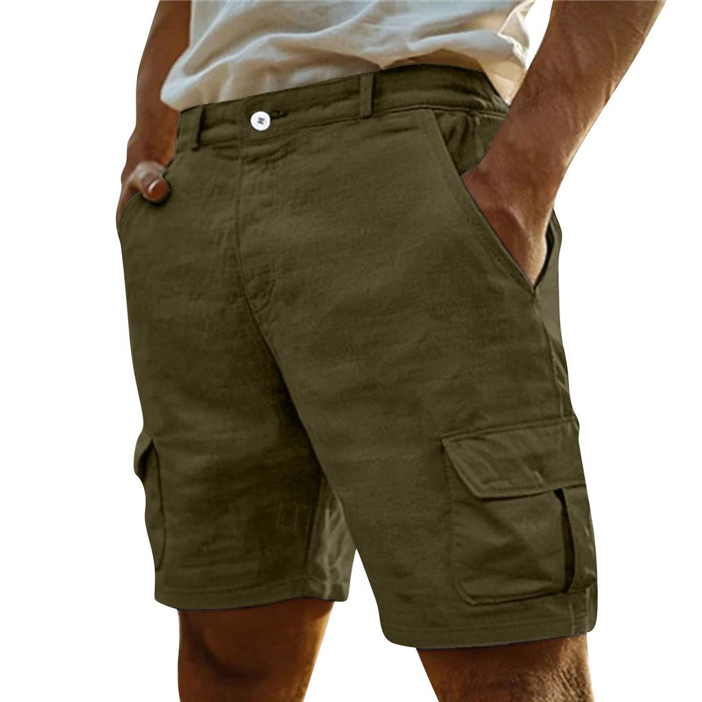 Men's Multi-pocket Work Pants Straight Five-inch Pants