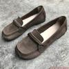 Fashion Women's Loafers Cowhide Soft Retro Retro Flat Leather Healthy Women's Shoes