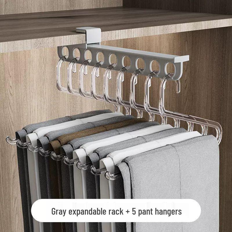 Telescopic Slide Rail Pants Rack - Top Mount Wardrobe Pull-Out Hanger Drawer.