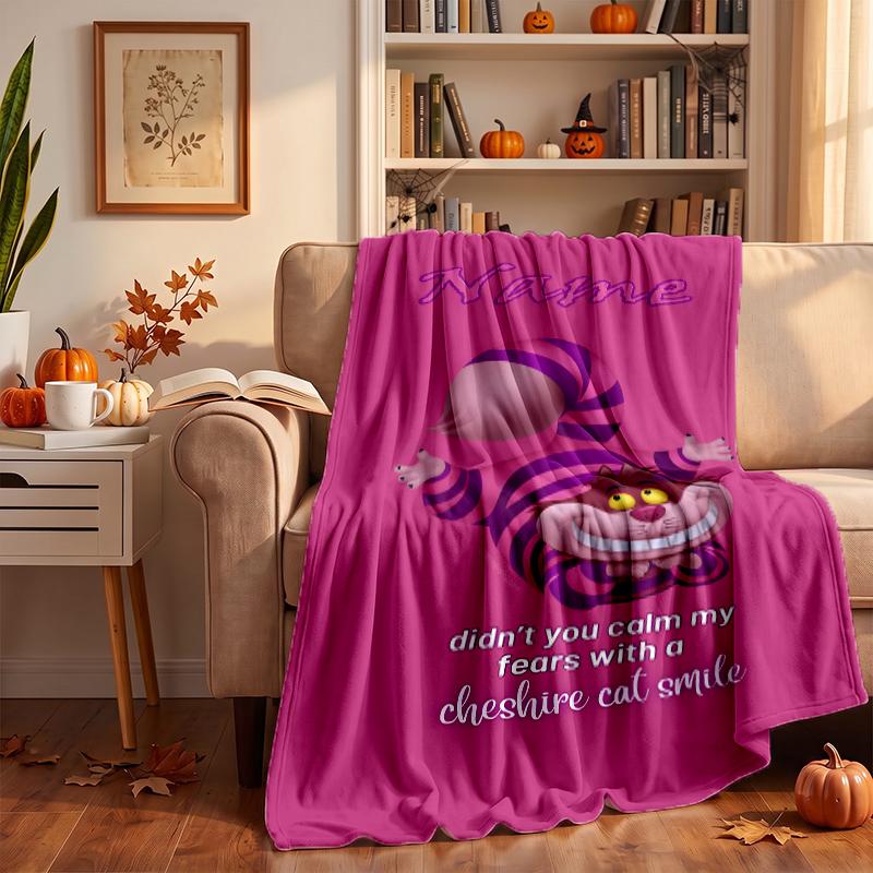 Cheshire Cat Custom Flannel Blankets Soft Warm Cozy Throws for Home Decor Holiday Gifts