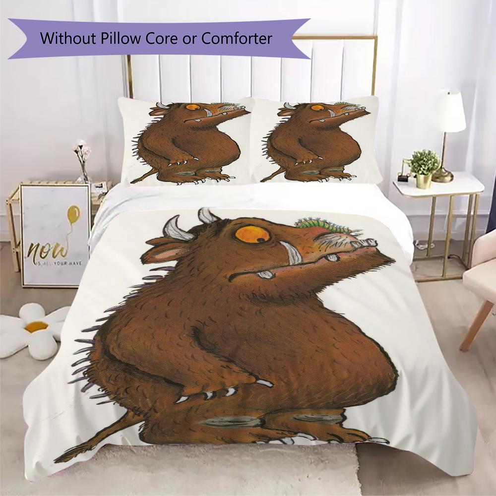 The Gruffalo Pattern Bedding,Quilt Set Quilt Cover Pillowcase Home Birthday Gift(1 * Duvet Cover + 2 * Pillowcase, Without Core)_lx