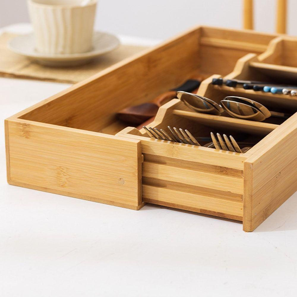 6 Compartments Utensil Storage Box Space Saving Cutlery Storage Rack Kitchen Utensil