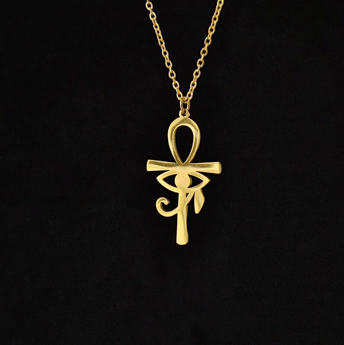 Vintage Eye of Horus Pendant Necklace for Women Punk Stainless Steel Mythology Amulet Choker Party Jewelry Gold