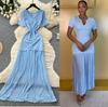 French Daughter Wind Heavy Industry Bead Knitted Dress Women's Short-sleeved High-waisted A-shaped Skirt, Thin Commuter Temperament Long Dress