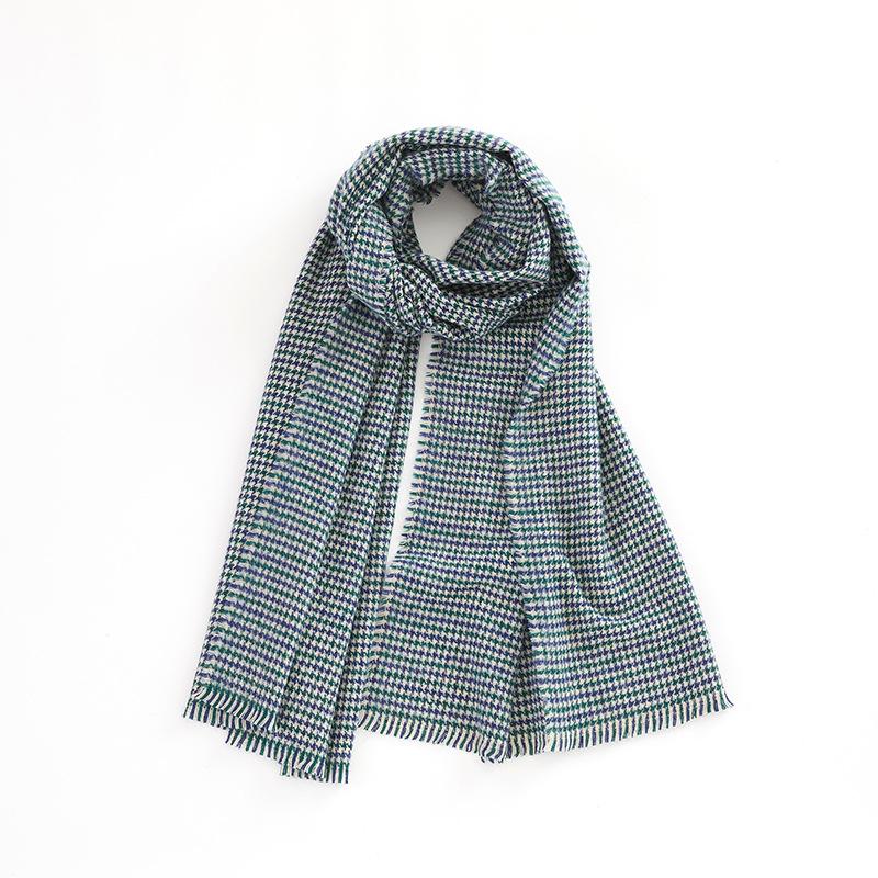 

Осень и зима универсальный ретро цветовой блок мелкая клетка шарф удобный и теплый мелкая клетка «тысяча птиц» шаль шарф элегантный 200cm синий