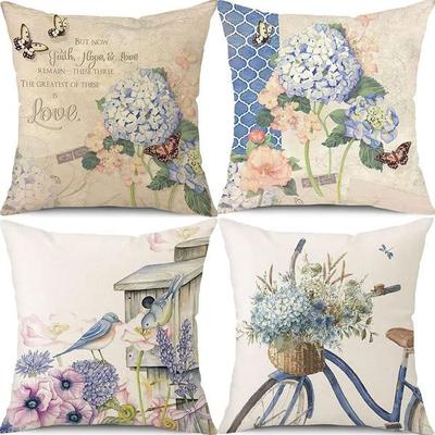 Home Decor Floral & Bird Themed Digital Print Pillow Covers Pattern Cushion Cover Suitable For Sofa Bedroom Car Pillow Cover