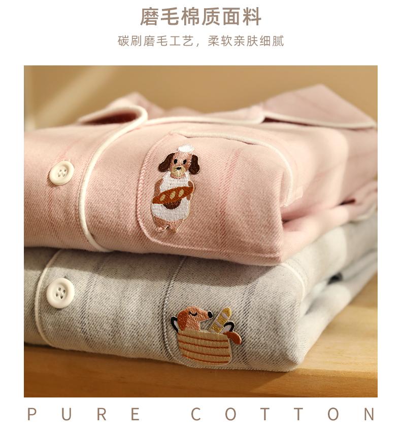 New Couple Pajamas Made of Pure Cotton, Brushed Velvet, High-end Embroidered Home Clothes, All Cotton Long Sleeved Set