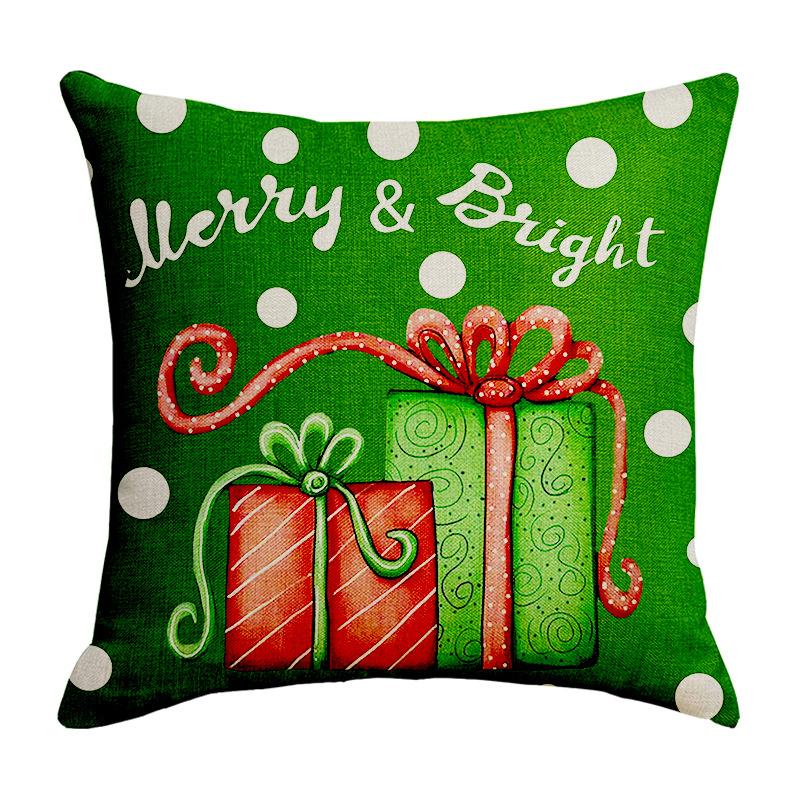 New Green Christmas Santa Claus Pillow Cover Bedroom Sofa Car Waist Rest Christmas Letters Cuddle Pillow