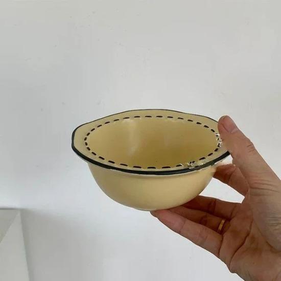 

Японский Mulanxi Cream Cartoon Керамический столовый набор Необычная миска для риса Суповая керамическая тарелка Бытовая тарелка Полосатые блюда