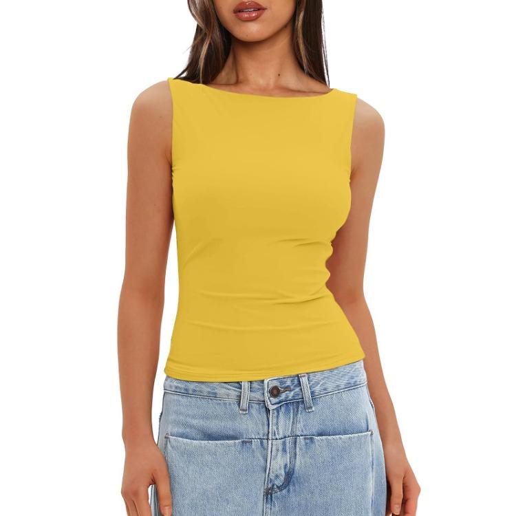 Schlankes ärmelloses lässiges Oberteil Damen Mode Hemd Oberbekleidung Unterhemd