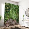 1 piece of 180x180cm green leaf brick wall landscape printed shower curtain partition, bathroom waterproof and mold resistant