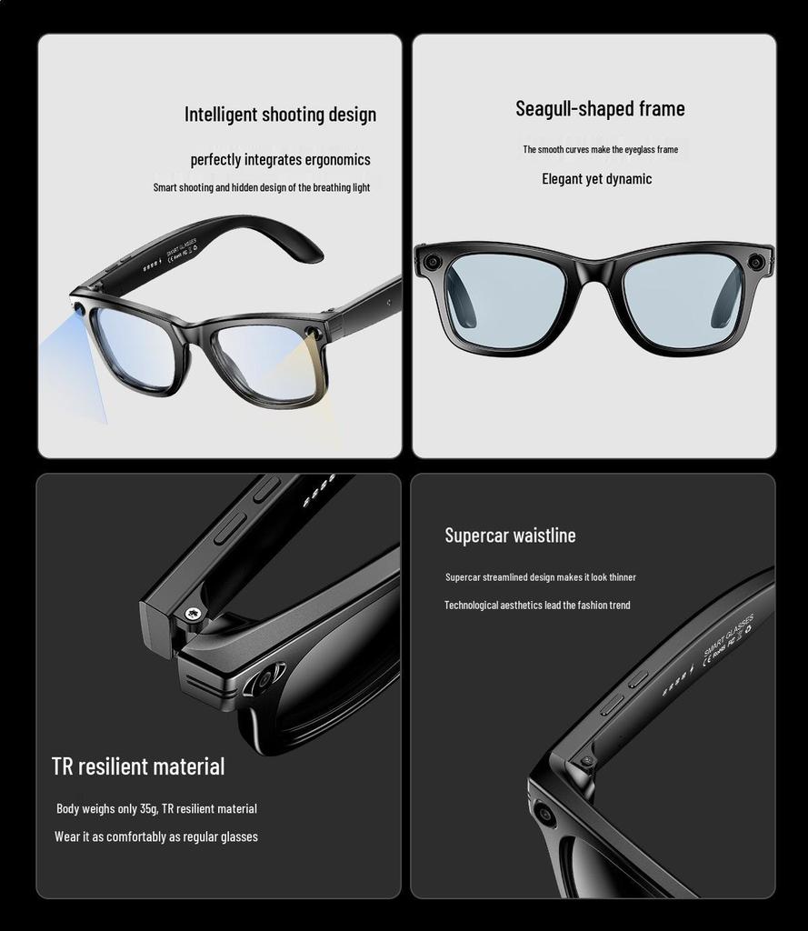 Smart HD Glasses: AI Camera, Bluetooth, Anti-Shake Video, Call & Photo Functions