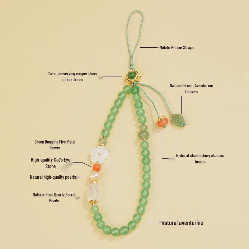 Ran Pu Chinese Style Jade Phone Wrist Strap: Spring Collection Beaded Lanyard for Women