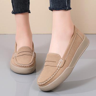 Shallow Mouth Casual Flat-soled Grandma Shoes Versatile Small Leather Shoes Comfortable Women's Shoes Doudou Shoes One Pedal