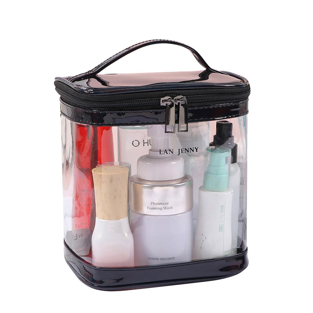Clear PVC Makeup Bag with Handle, Transparent Travel Cosmetic Organizer, Waterproof TSA-Approved Toiletry Pouch