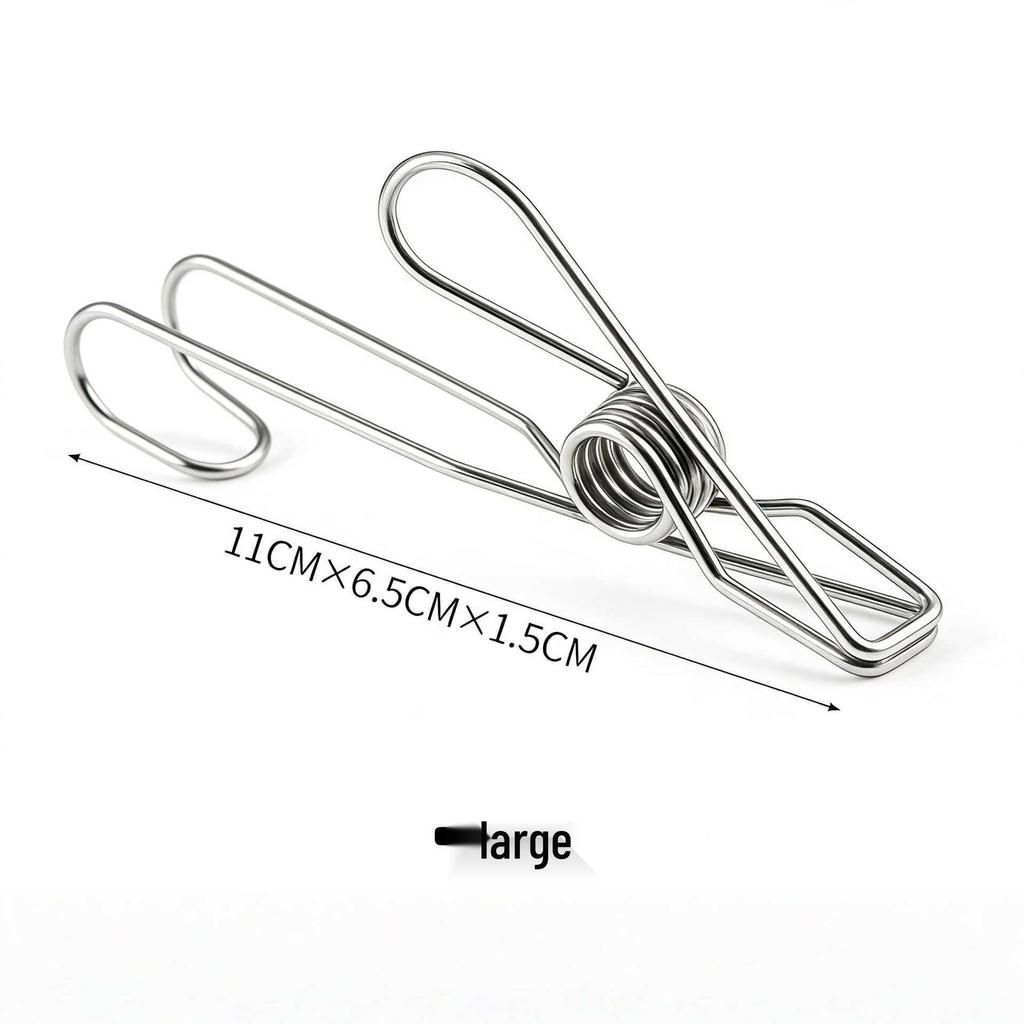 Stainless Steel Clip with Hook for Kitchen, Bathroom, or Clothesline Use - Windproof and Durable Clothes Pin