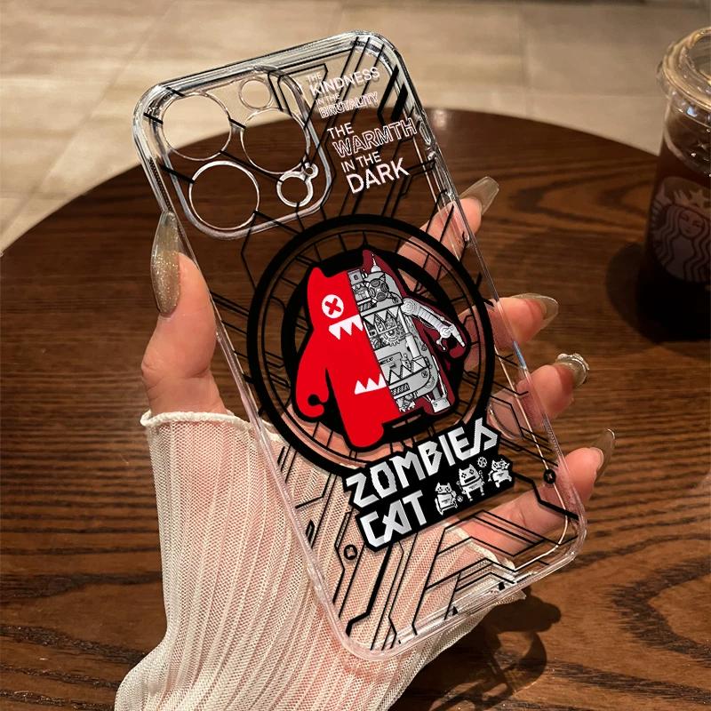 Mechanical Zombie Cat Anime TPU Phone Case For IPhone 15 14 13 12 11 Pro Max X XR XS 8 7 Plus, Clear Shockproof Protective Cover