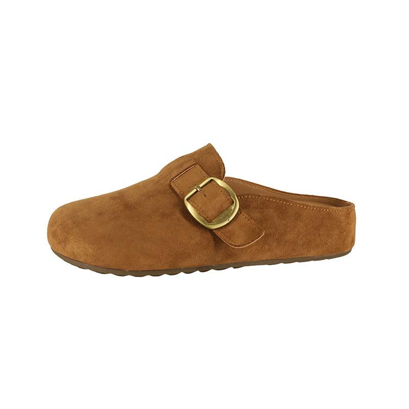 Leather Children's Thick-soled Bag Head and Half Slippers, Wear Spring and Summer New One-pedal Lazy Single Shoes