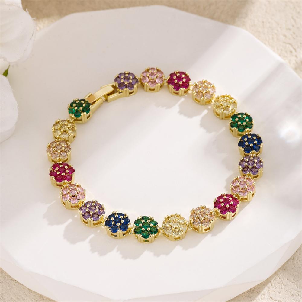 Fashion 1pcs Rainbow Clover Zircon Bracelet Fashion Charm Gorgeous Charm Exquisite Cute Sweet Shining Crystal Jewelry