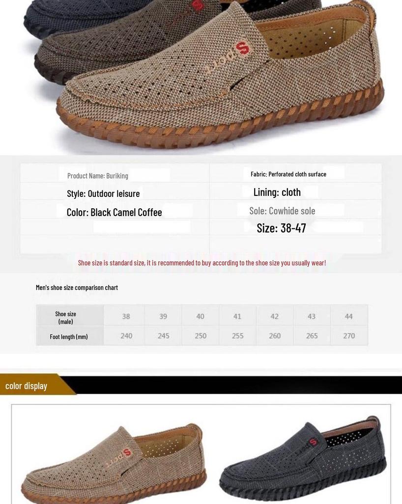 Men's Plus Size Breathable Slip-On Mesh Shoes with Non-Slip Sole