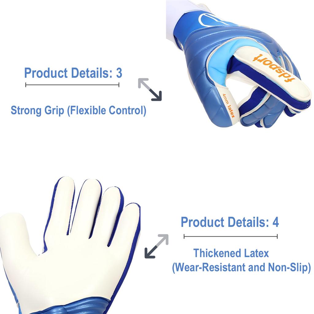 Fußball Torwarthandschuhe Jugend Erwachsene, Hochleistungs-Torwarthandschuhe, Atmungsaktive Fußballhandschuhe mit starken Grip-Handflächen