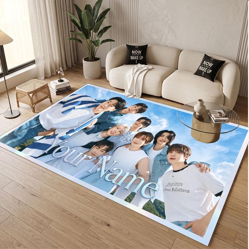Custom Name Crystal Velvet Rug,ATEEZ Comfortable Anti Slip Floor Mat For Room Decoration