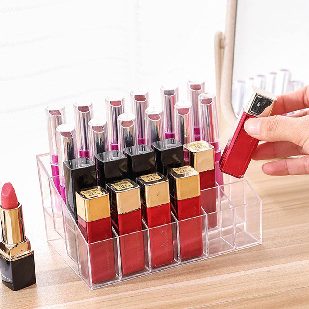 24 Grid Lipstick Stand Case Makeup Organizer Storage Box Clear Lipstick Display Stand Holder Cosmetic Jewelry Organizer Box