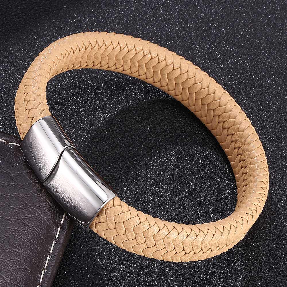 WISH Popular Men's Titanium Steel Leather Fashion Bracelet Accessories