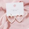Retro Temperament Pearl Hollow Love Ear Clips, Harajuku Geometric Sweet Girl Chic Earrings