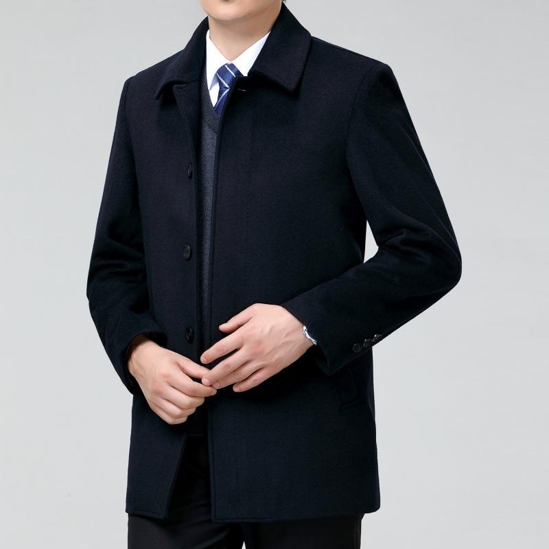 

Мужская кашемировая куртка, повседневное короткое пальто для среднего и пожилого возраста, осенне-зимнее толстое шерстяное пальто с лацканами 180