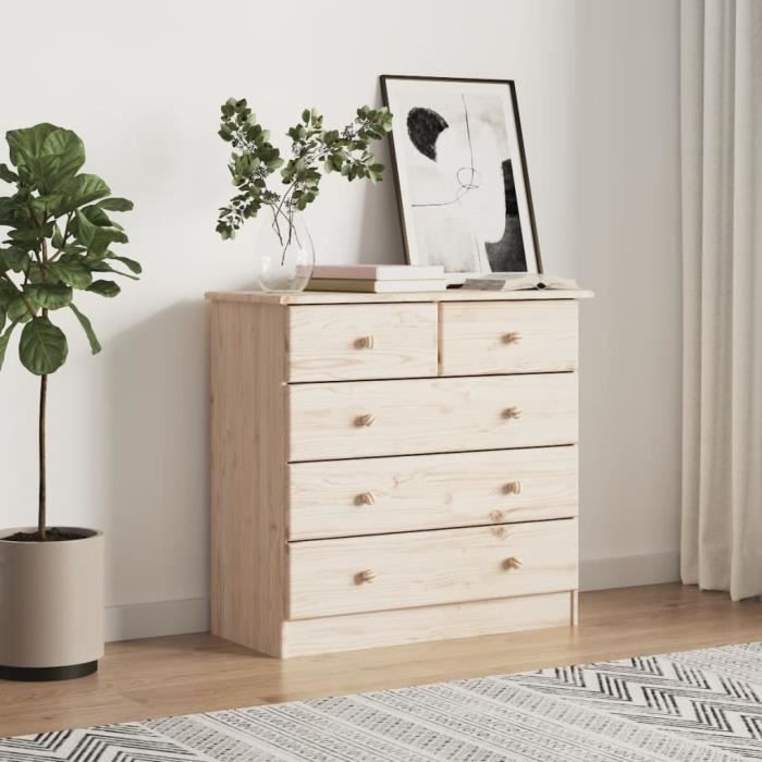 Chest of Drawers ALTA 77x35x73 Cm Solid Pine Wood