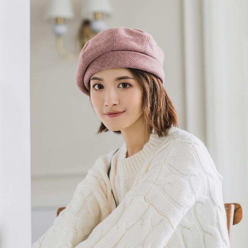 Women S Korean Style Plaid Beret Hat Cute British Painter Cap