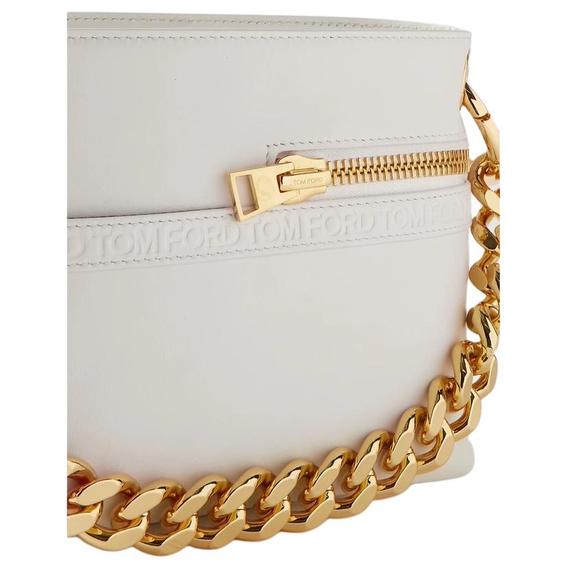 TF Embossed Craft Gold Hardware Chain Decoration Calfskin Leather Medium Shoulder Crossbody Tote Bag Women handbags White JVM1636696967489