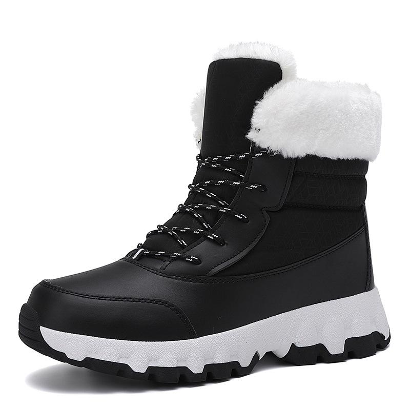

Зимние северо-восточные ботинки для снегоступов большого размера, женские утепленные ботинки для путешествий на открытом воздухе с высоким ворсом, утолщенные ботинки из хлопка, средние ботинки 44 чёрный