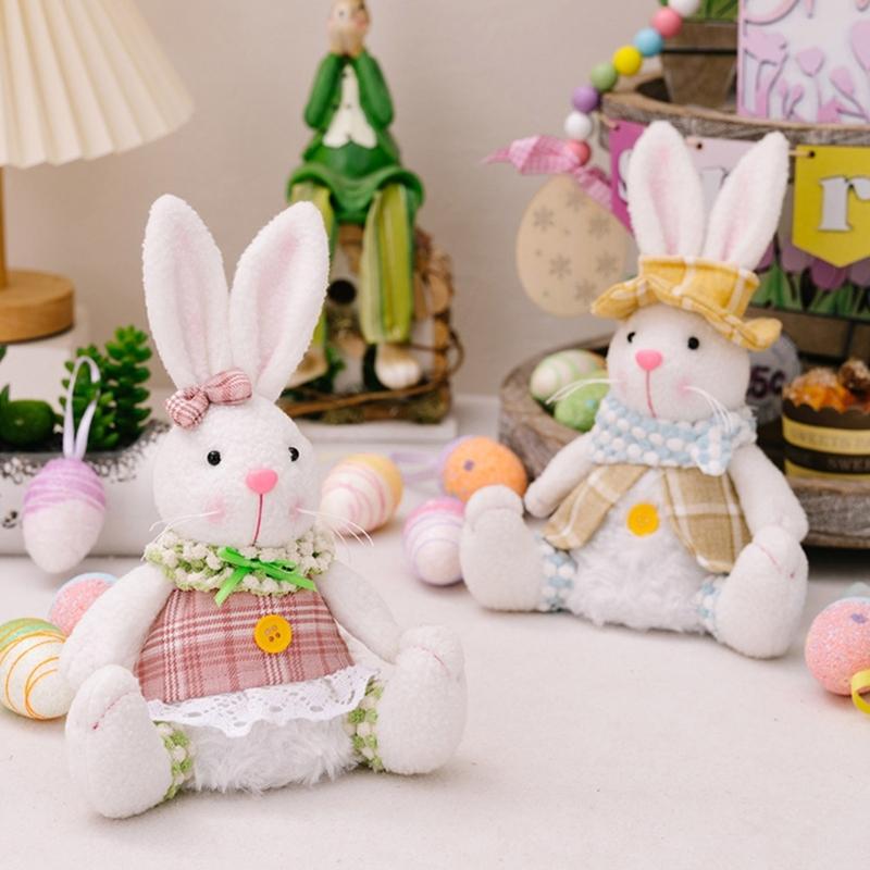 Easter LED Light Rabbit Doll Spring Easter Decorations for Car Rabbit Ornaments Kid Gift 2024 Holiday Party