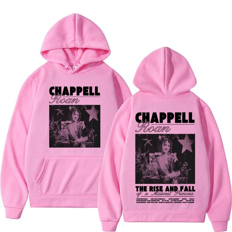 Chappell Roan Retro Personality Print Autumn and Winter High Quality Comfortable Soft Men's Loose Street Hooded Adult Sweatshirt
