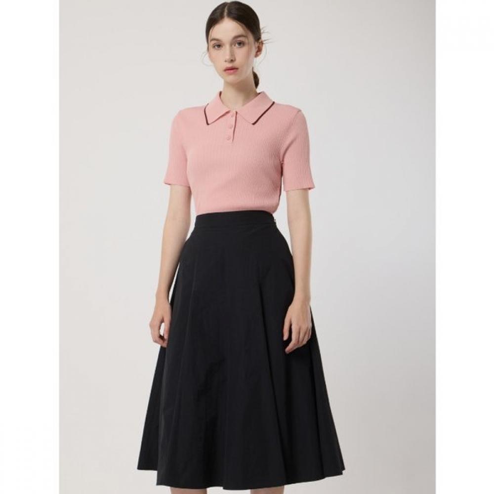 Cc Collect Slim Ribbed Collar Pullover C252ksk034