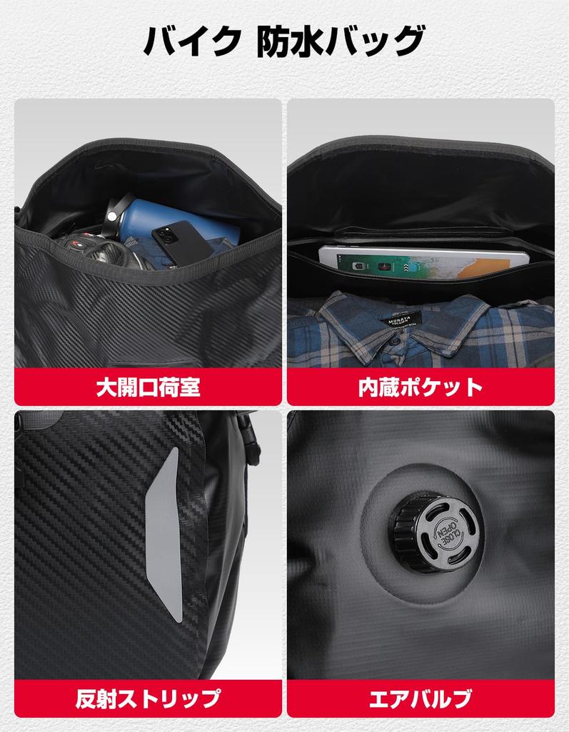 KEMIMOTO Motorcycle Seat Bag, 100% Waterproof, 14.9 Gal (65 L) Large Capacity, Touring Bag,