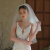 Elegant Mantilla Bridal Veil Double Layer Veil Balletcore Headpieces for Pageant Prom Party Shows for Evening Dress AXYD