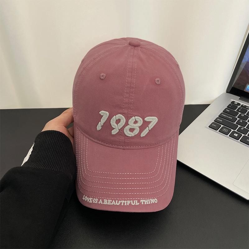 

1987 Embroidered alphabet baseball cap women s spring summer wide brim showing face small sports hat retro cap tide