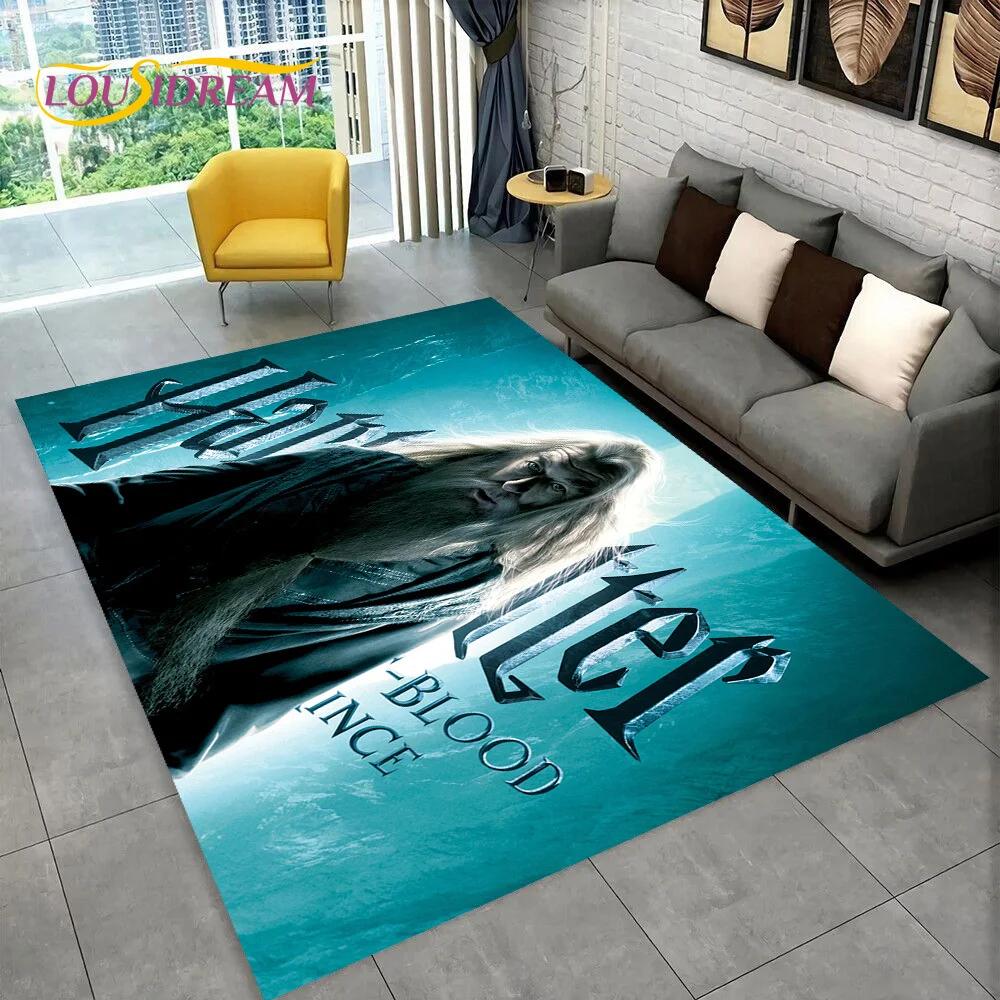 3D P-Potter Magic Academy Movie HD Rug Carpet for Living Room Bedroom Home Decor,Floor Mat Non-slip for Sofa Doormat Gift Kids