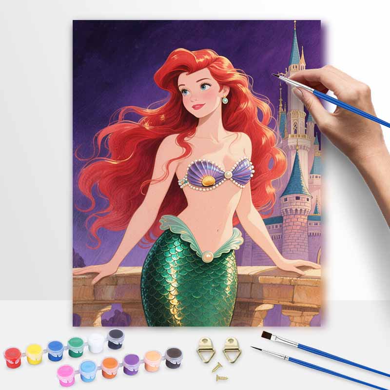 disney ariel the little mermaid digital oil painting hand painting kit diy home decoration. 83 characters.