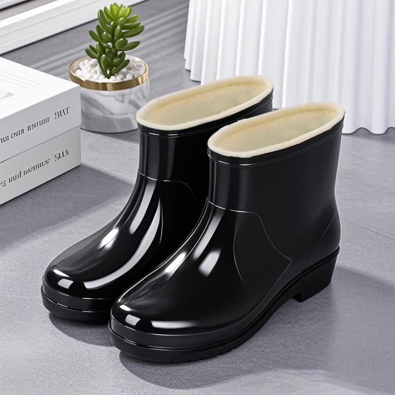 Damen Rutschfeste Samtige Regenstiefel - Niedrigschaft, Verdickte Sohle für Outdoor-Einsatz, Kostenloser Versand